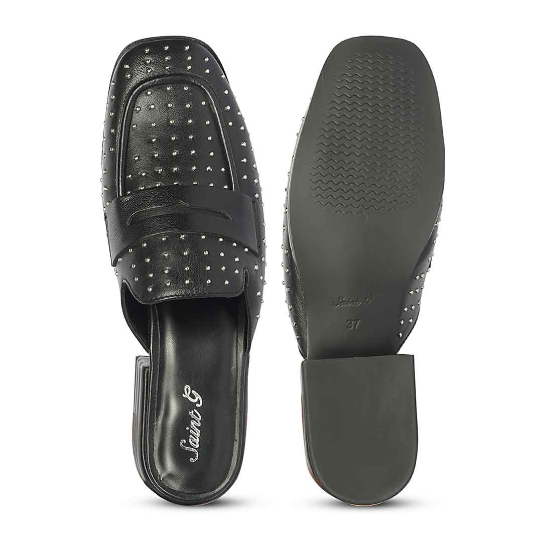 Saint Savannah Studded Black Leather Moccasins - Image 6
