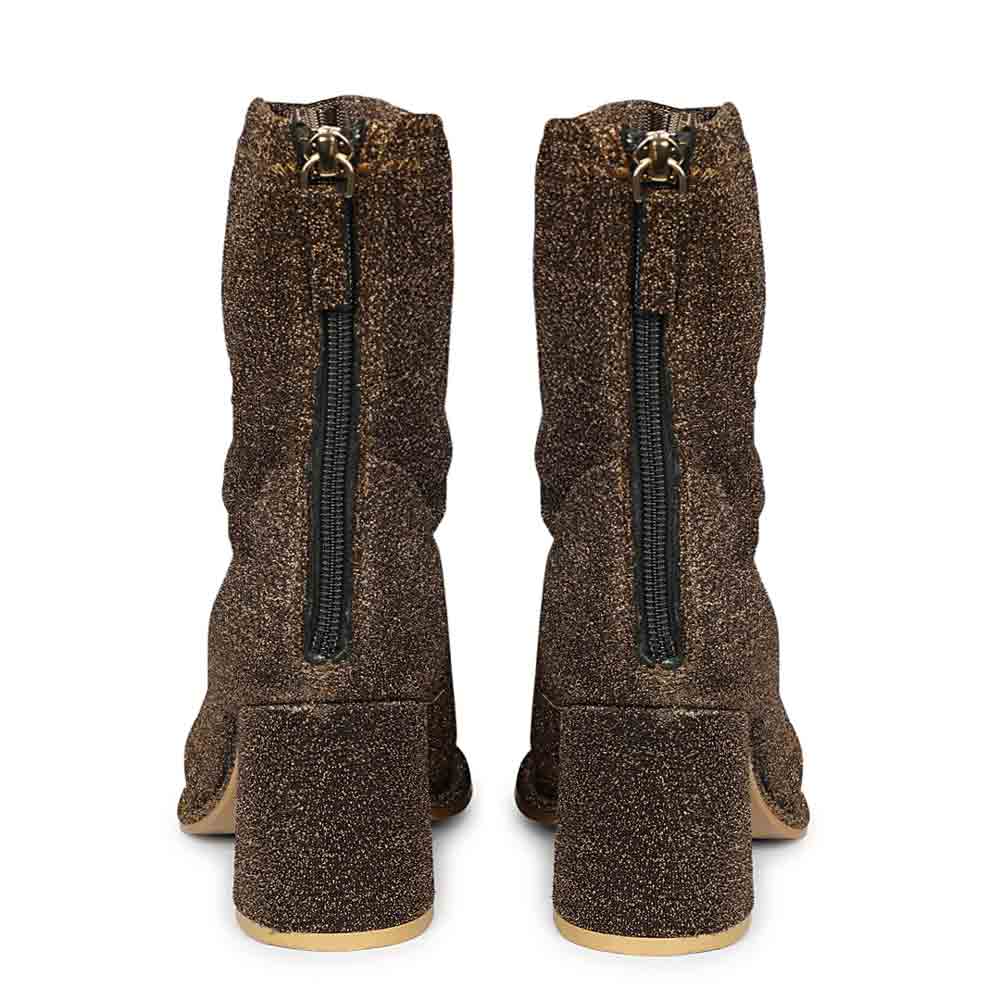 Saint Saveria Bronze Metallic Stretch Fabric Ankle Boots - Image 3