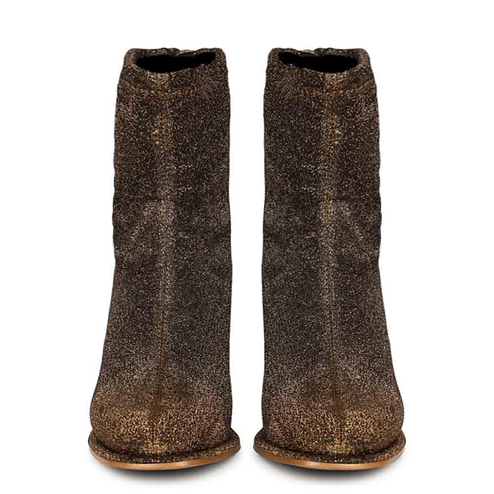 Saint Saveria Bronze Metallic Stretch Fabric Ankle Boots - Image 4