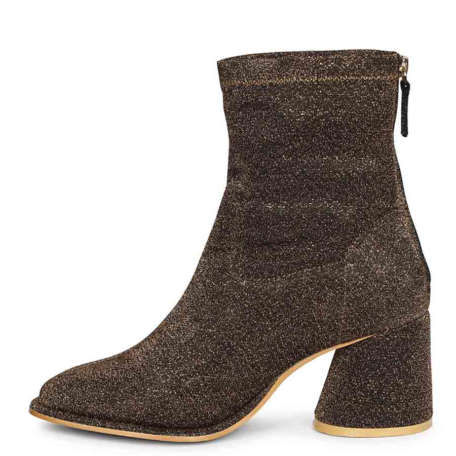 Saint Saveria Bronze Metallic Stretch Fabric Ankle Boots - Image 5