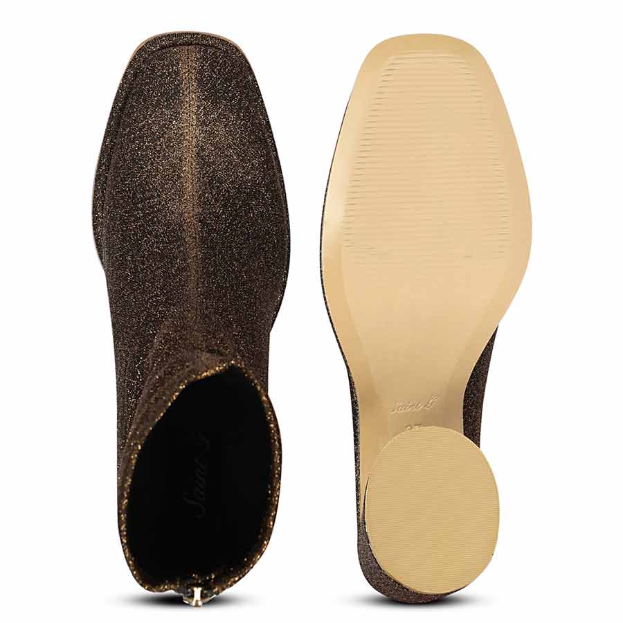 Saint Saveria Bronze Metallic Stretch Fabric Ankle Boots - Image 6