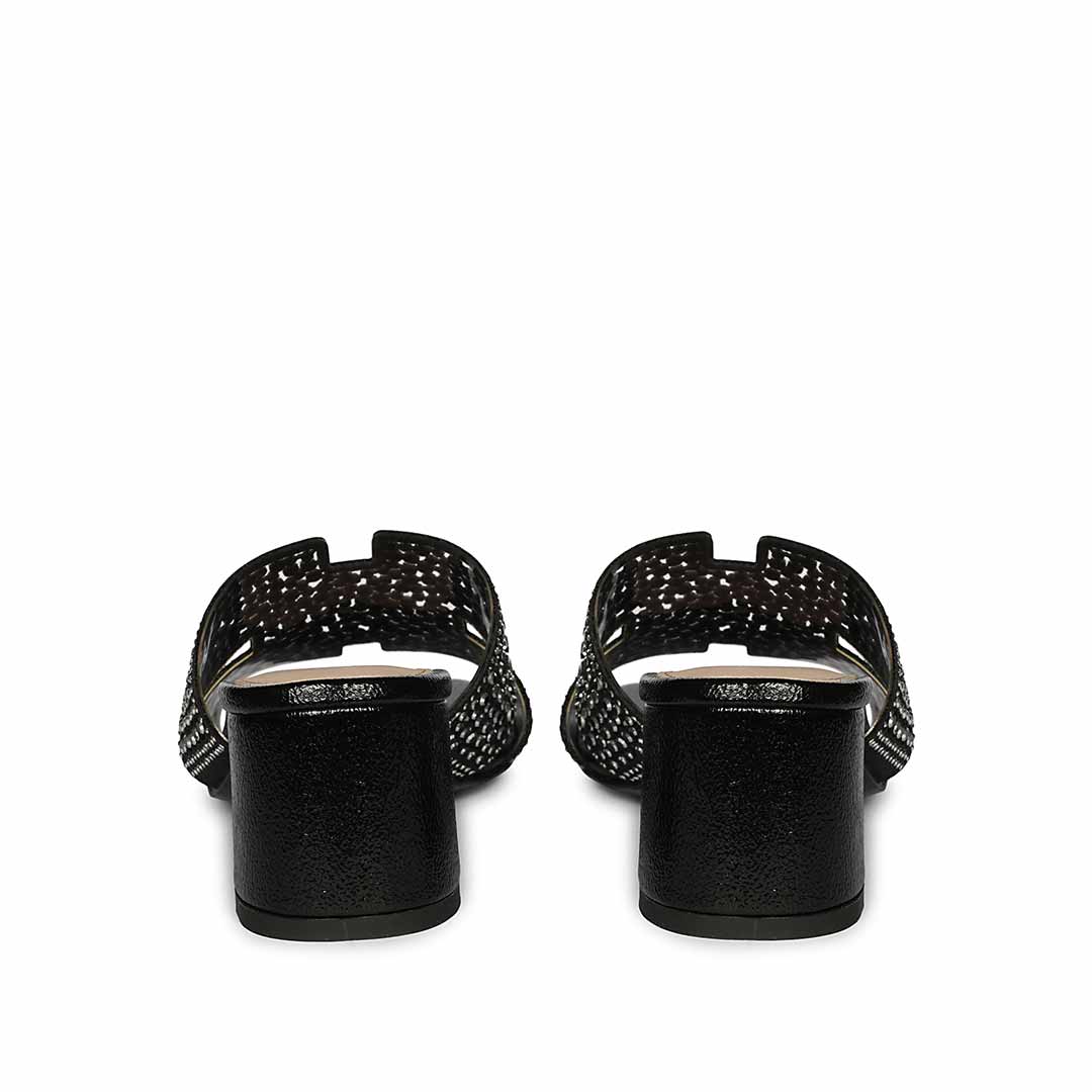 Saint Saylor Crystal Black Leather Block Heels - Image 5