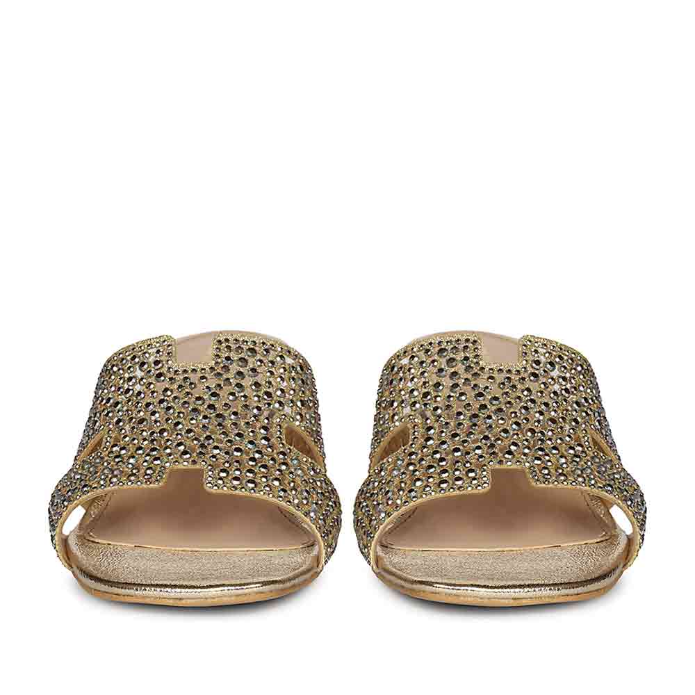 Saint Saylor Crystal Gold Leather Block Heels - Image 4