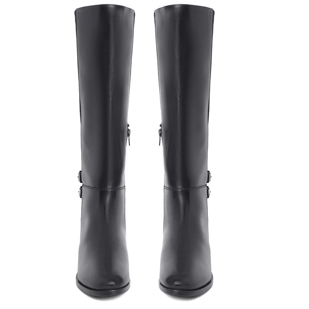 Saint Serafina Black Leather Knee High Boots - Image 5
