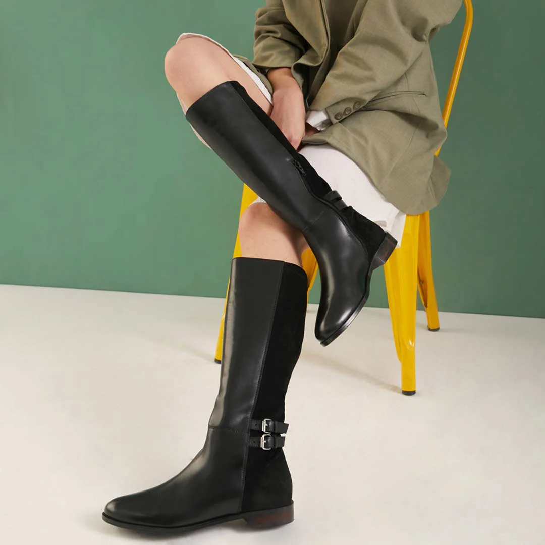 Saint Serafina Black Leather Knee High Boots - Image 9