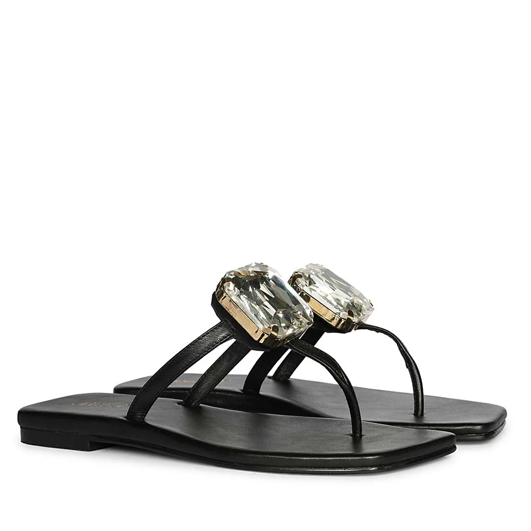 Saint Serena Luxe Black Leather Sandals - Image 3