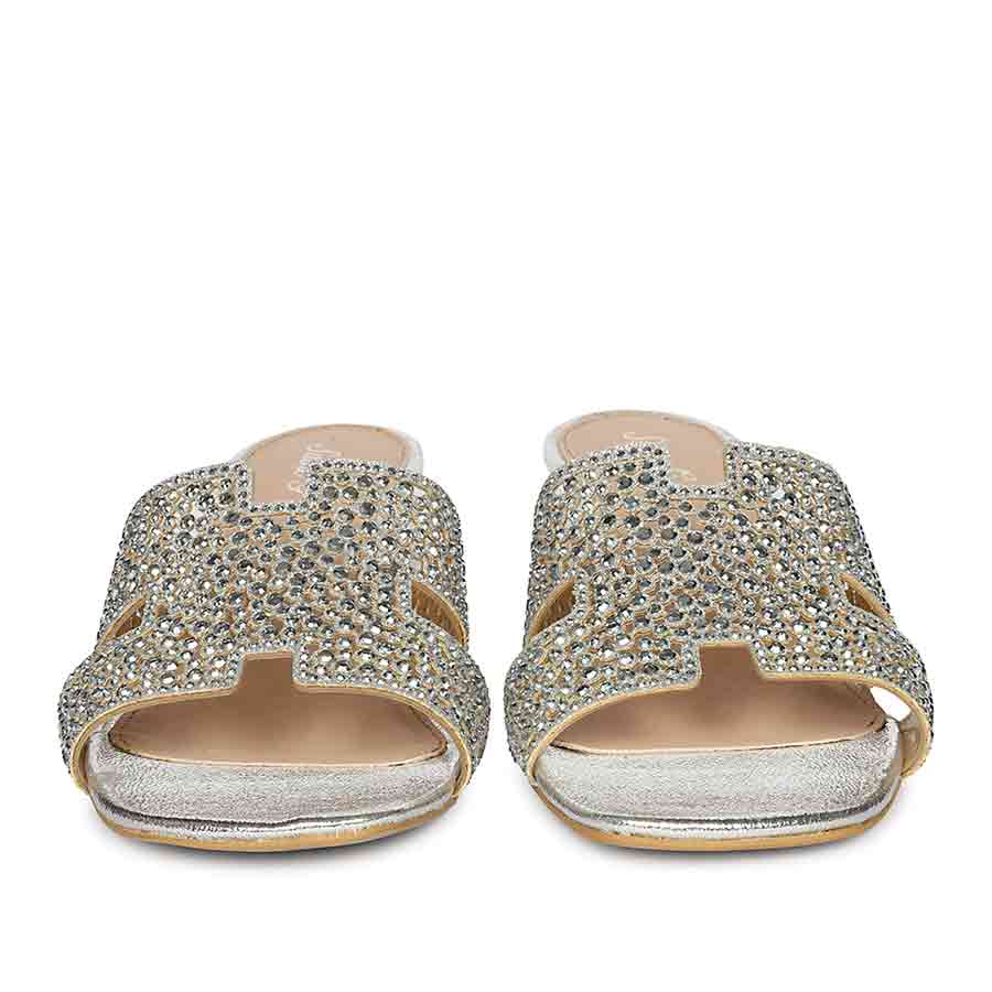 Saint Saylor Crystal Silver Leather Block Heels - Image 4