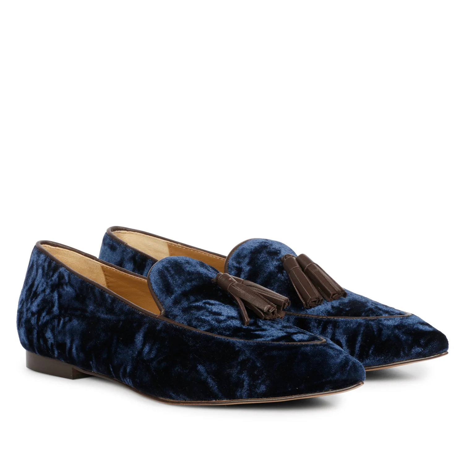 Saint Simona Blue Velvet Tassel Moccasins - Image 3