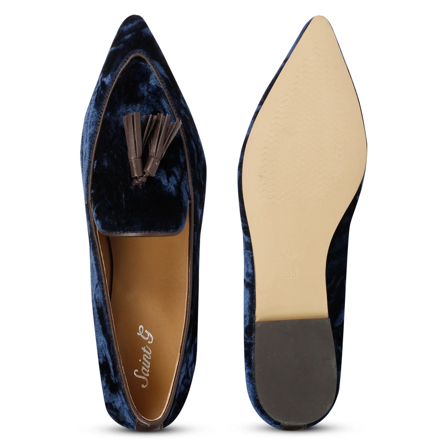 Saint Simona Blue Velvet Tassel Moccasins - Image 7