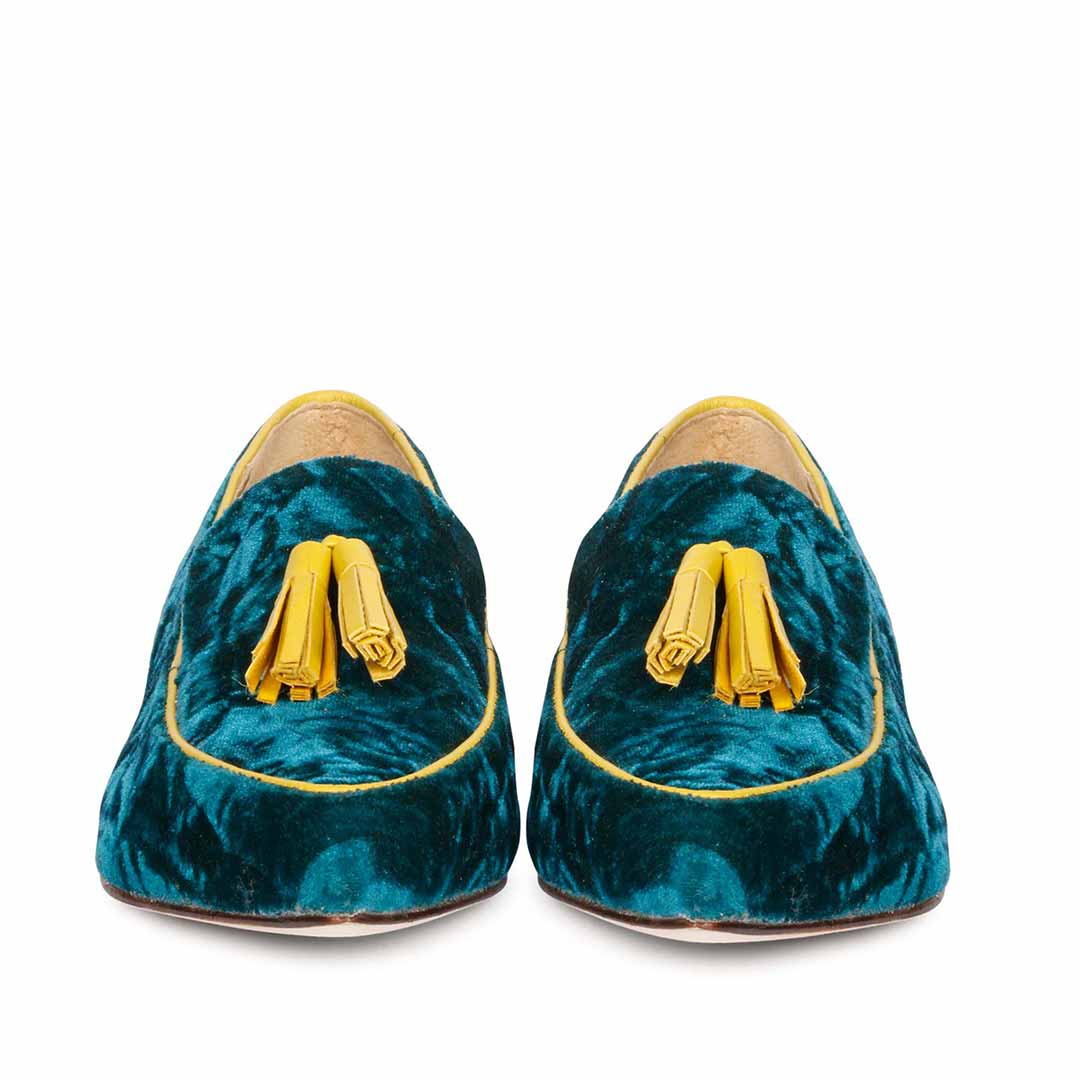 Saint Simona Green Velvet Tassel Moccasins - Image 4