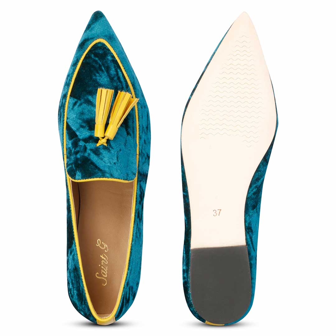 Saint Simona Green Velvet Tassel Moccasins - Image 6