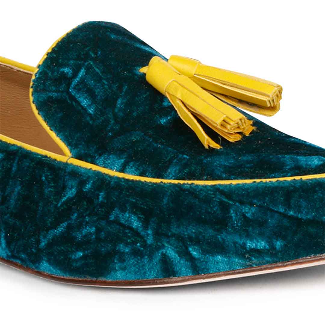 Saint Simona Green Velvet Tassel Moccasins - Image 7