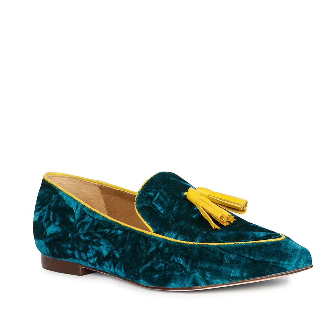 Saint Simona Green Velvet Tassel Moccasins - Image 8