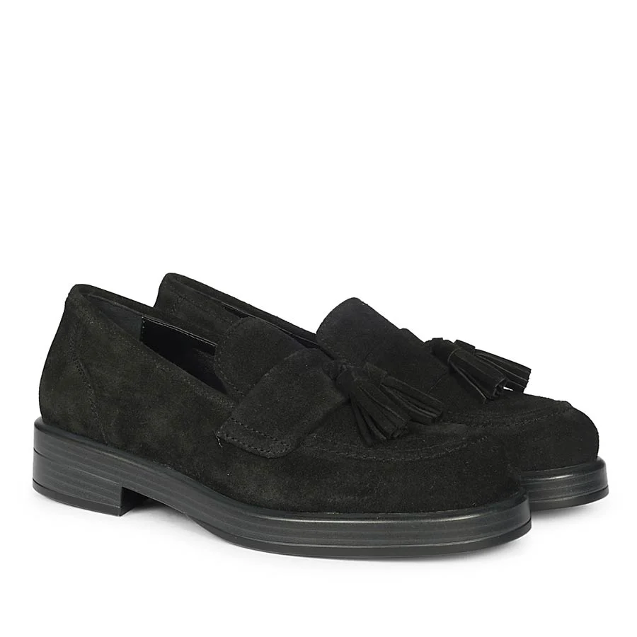 Saint Simone Black Leather Tassel Moccasins - Image 2
