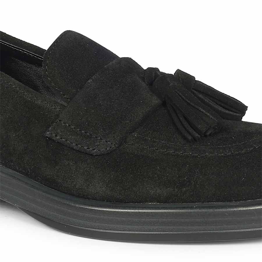 Saint Simone Black Leather Tassel Moccasins - Image 6