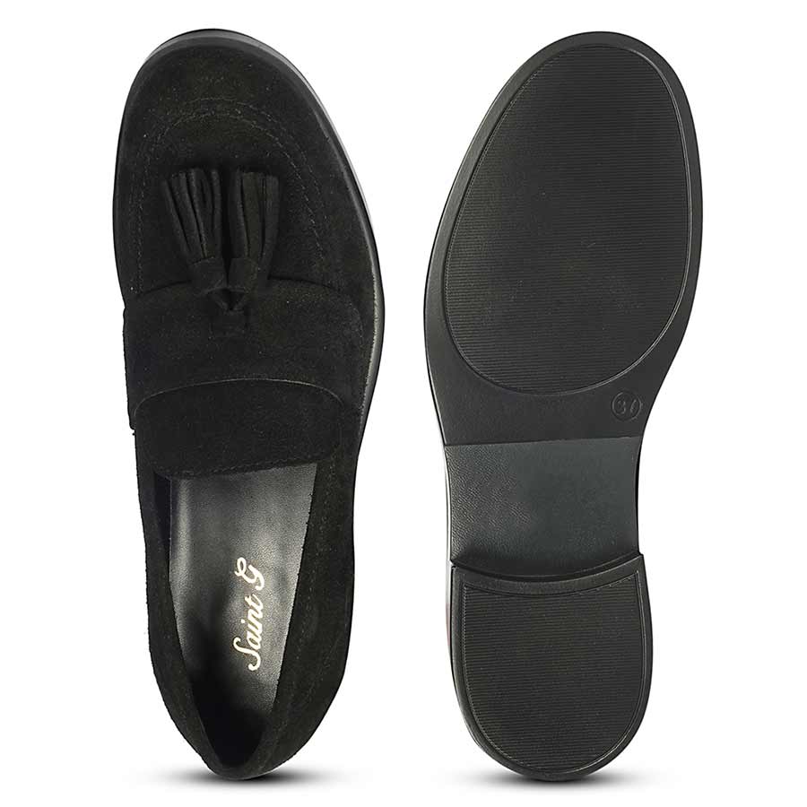 Saint Simone Black Leather Tassel Moccasins - Image 7