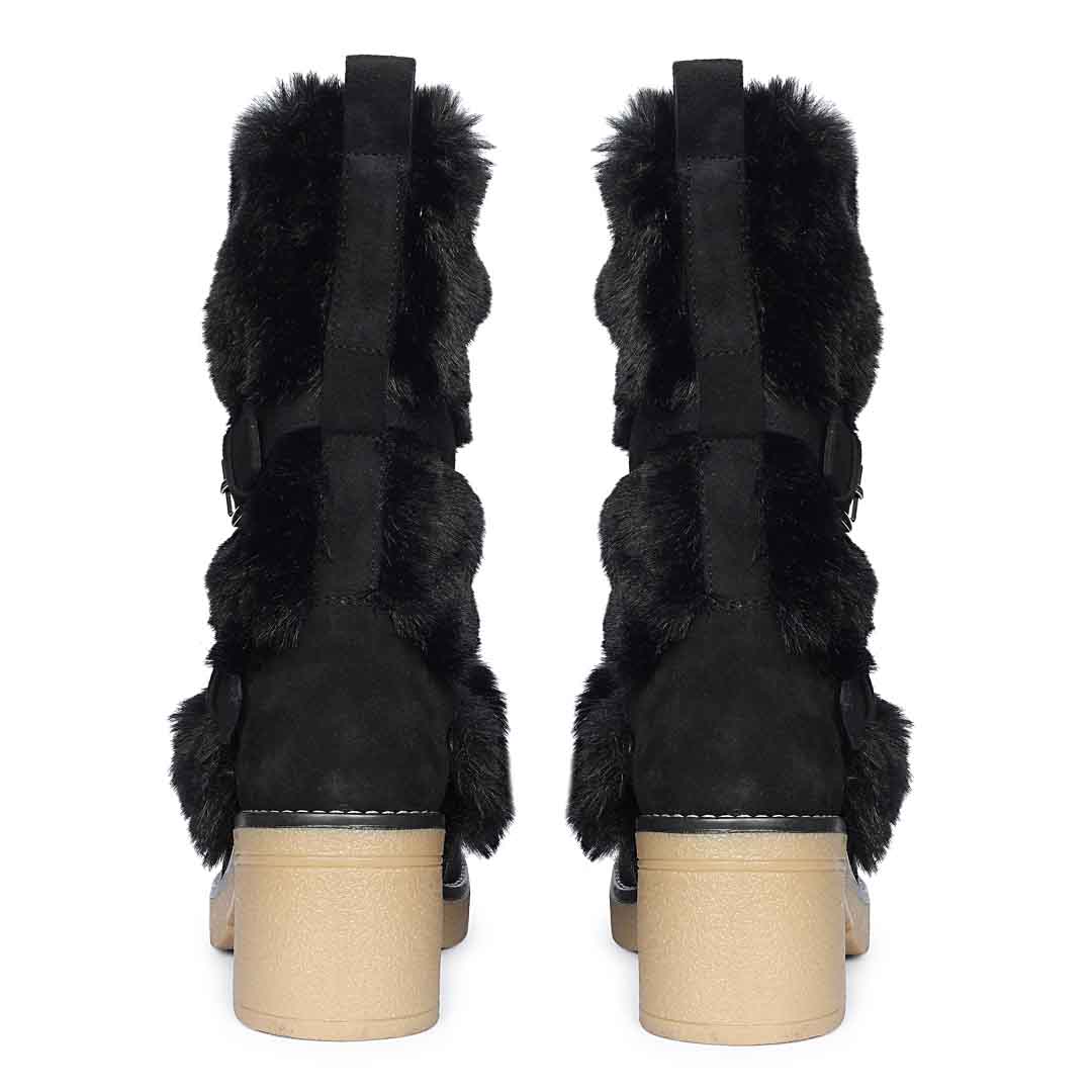 Saint Snövella Black Suede Leather Fur Boots - Image 6