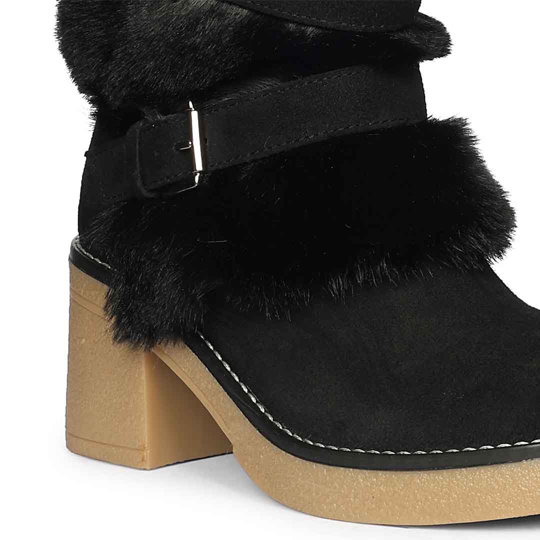 Saint Snövella Black Suede Leather Fur Boots - Image 8