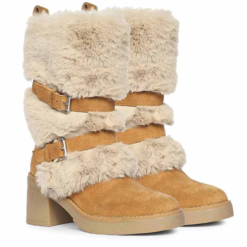 Saint Snövella Tan Suede Leather Fur Boots - Image 3