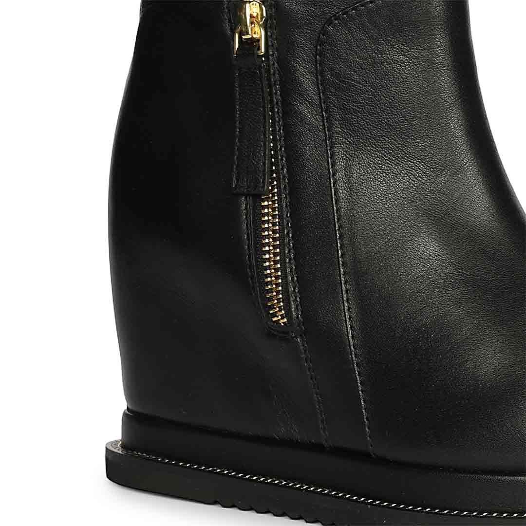 Saint Solange Black Leather Inner Wedge Heel Ankle Boots - Image 7
