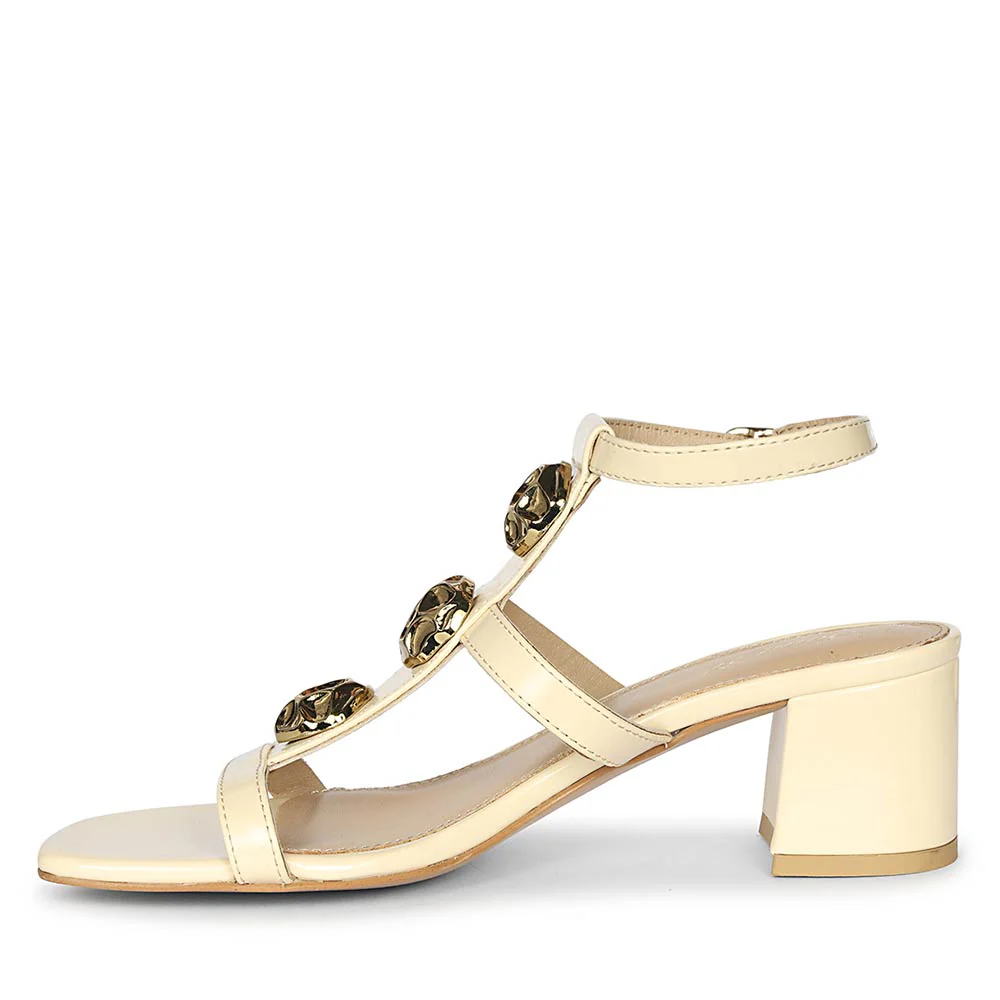 Saint Solea Off White Vegan Leather Block Heels - Image 4