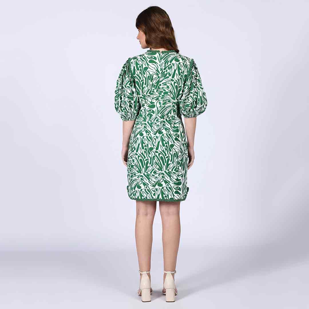 Saint Solene Womens Green Cotton Lining Short Dress - Image 5