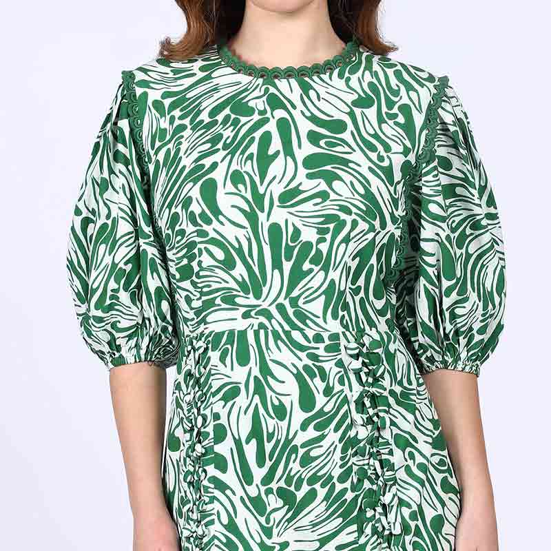 Saint Solene Womens Green Cotton Lining Short Dress - Image 8