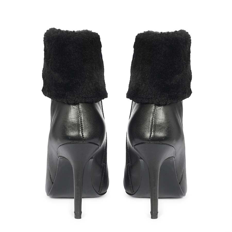 Saint Solveig Fur Cuff Black Leather Ankle Boots - Image 5