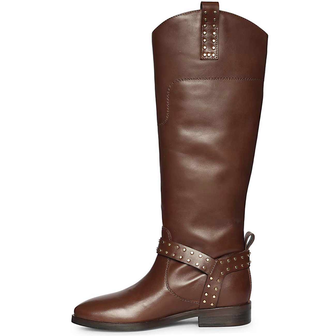 Saint Soraya Studded Buckle Brown Leather Long Boots - Image 3