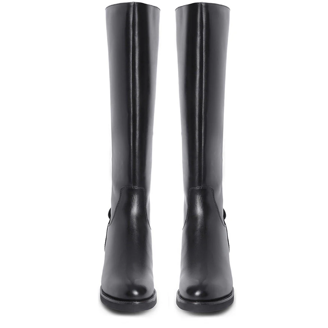 Saint Stella Black Leather Knee High Boots - Image 5
