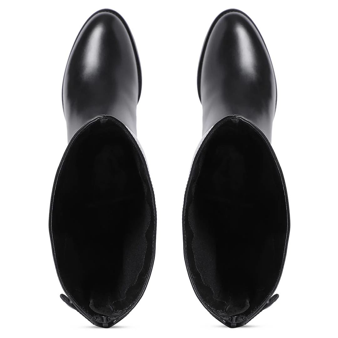 Saint Stella Black Leather Knee High Boots - Image 8