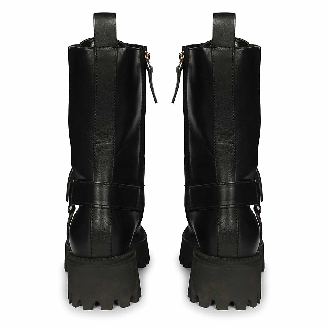 Saint Cyrilo Black Snake Print Leather High Ankle Boots - Image 6