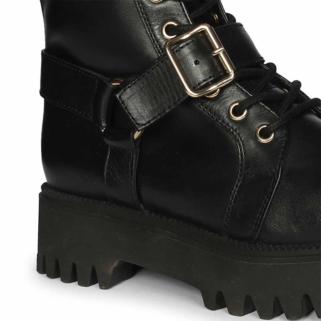Saint Cyrilo Black Snake Print Leather High Ankle Boots - Image 7