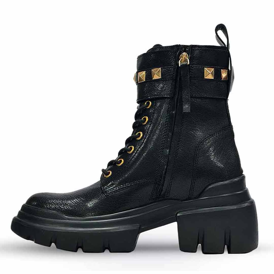 Saint Stella Black Leather Lace Up High Ankle Boots - Image 4