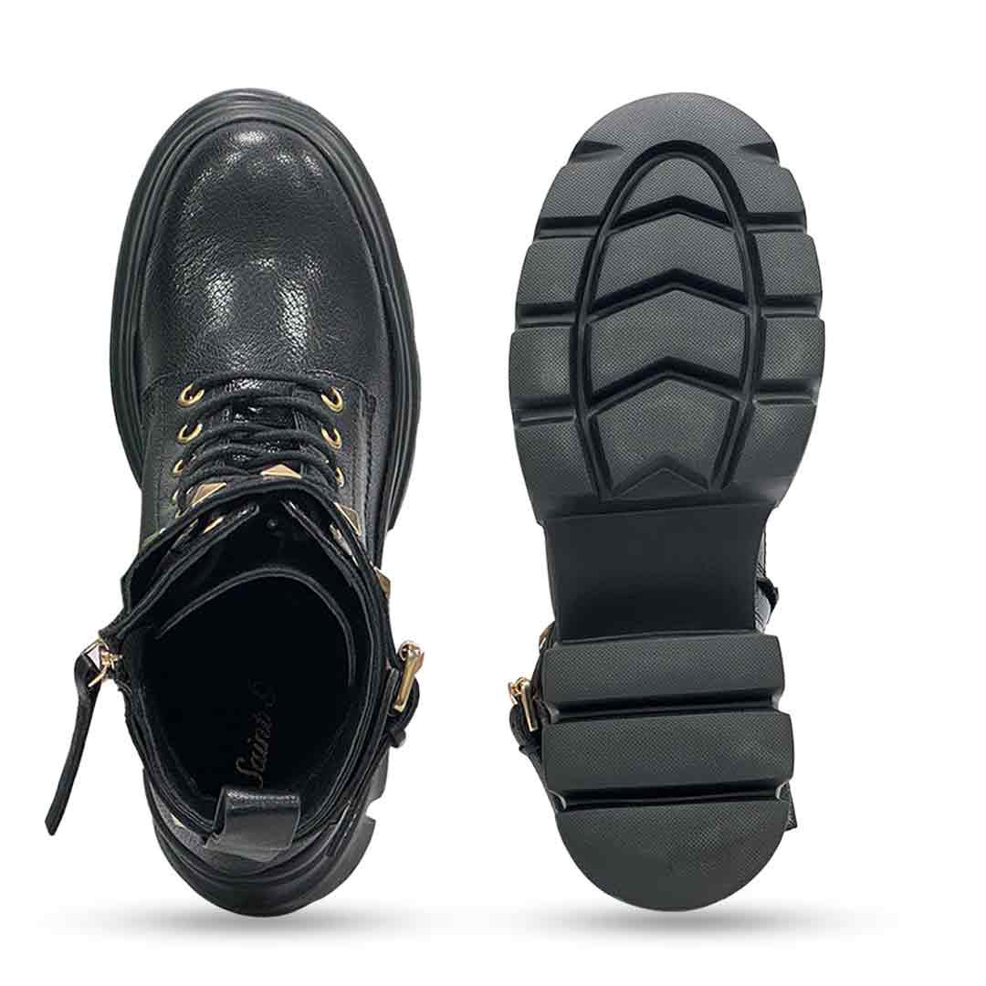 Saint Stella Black Leather Lace Up High Ankle Boots - Image 7