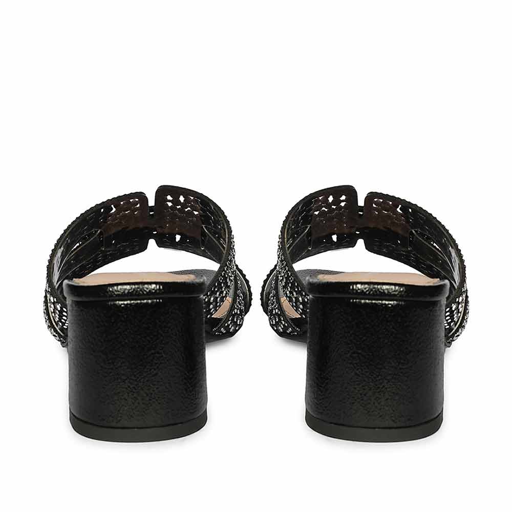 Saint Stevie Crystal Black Leather Block Heels - Image 5