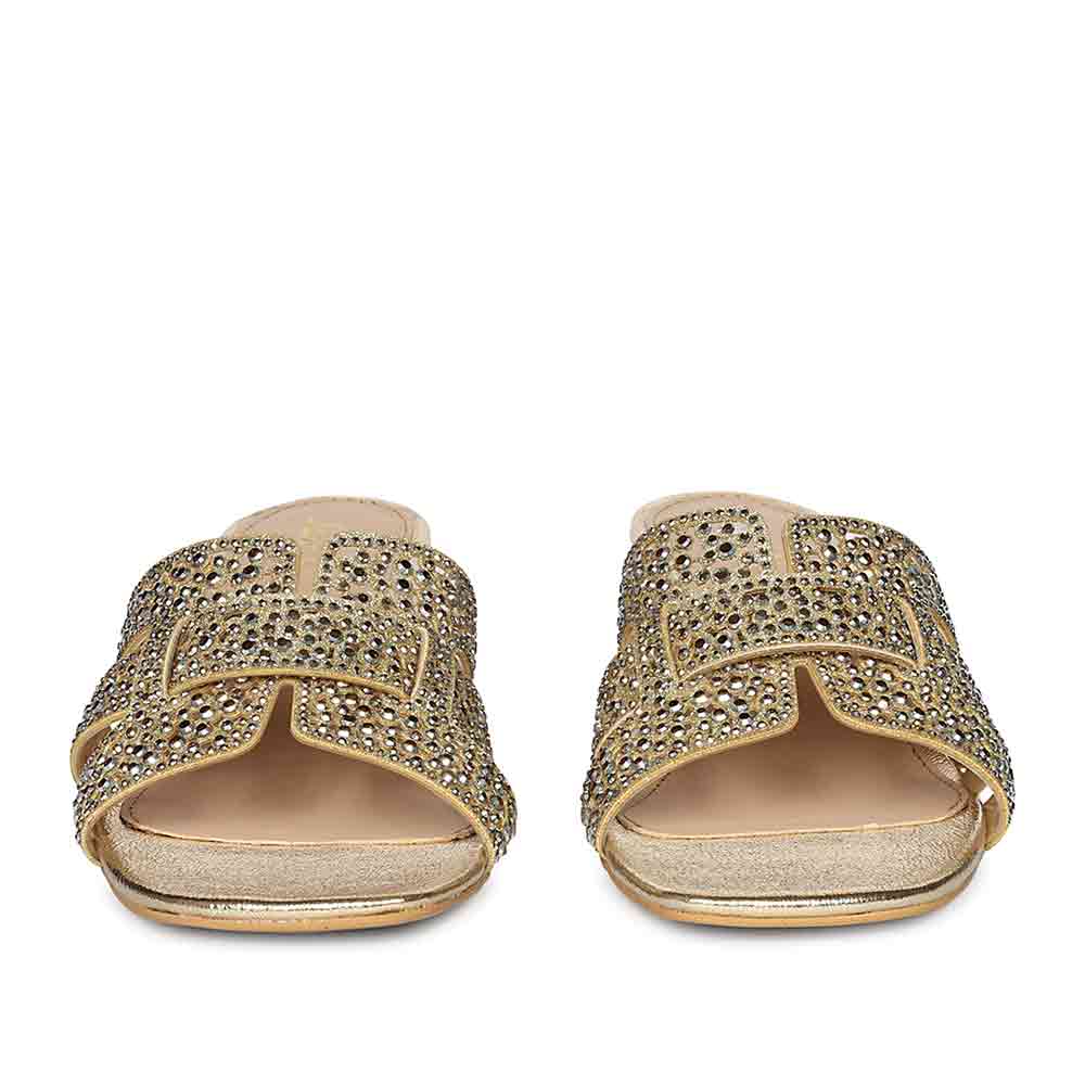 Saint Stevie Crystal Gold Leather Block Heels - Image 4