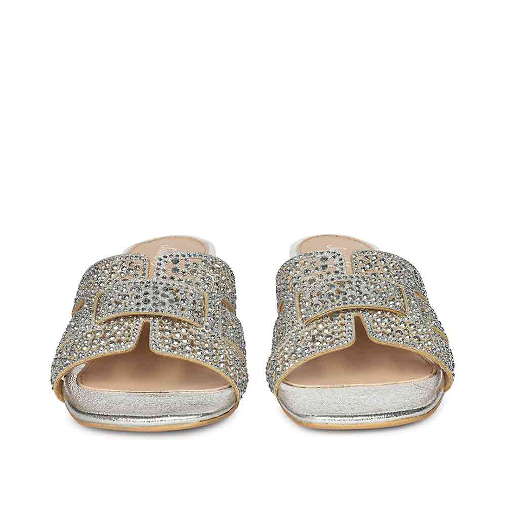 Saint Stevie Crystal Silver Leather Block Heels - Image 4