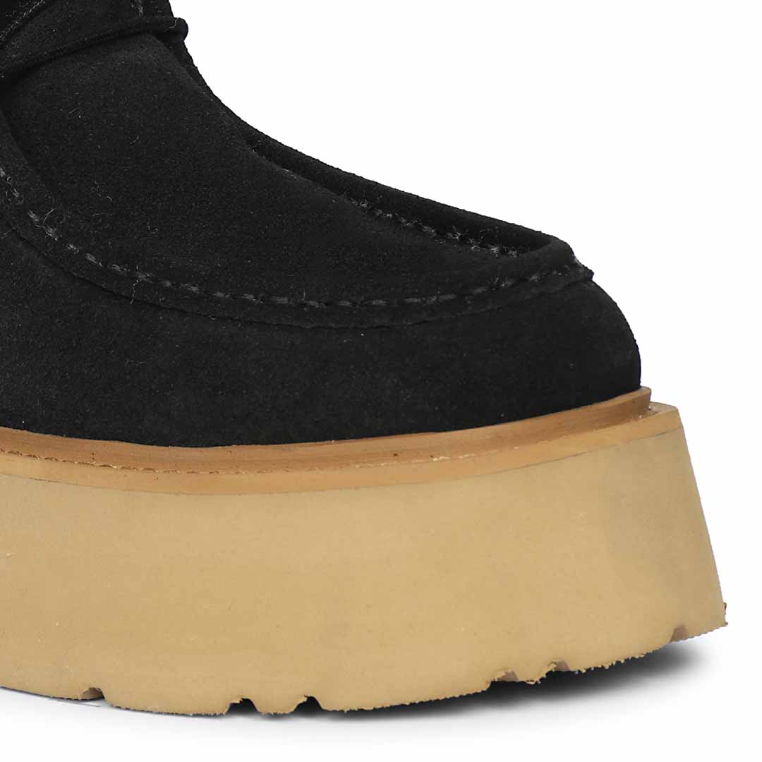 Saint Svaline Black Suede Leather Fur-Lined Platform Boots - Image 6