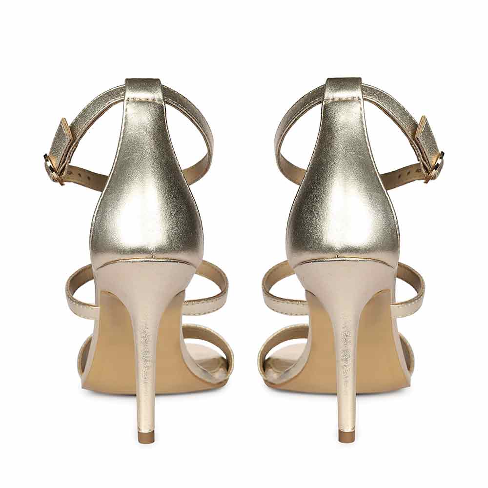 Saint Sydney Crystal Stone Metallic Gold Leather Stilettos - Image 6