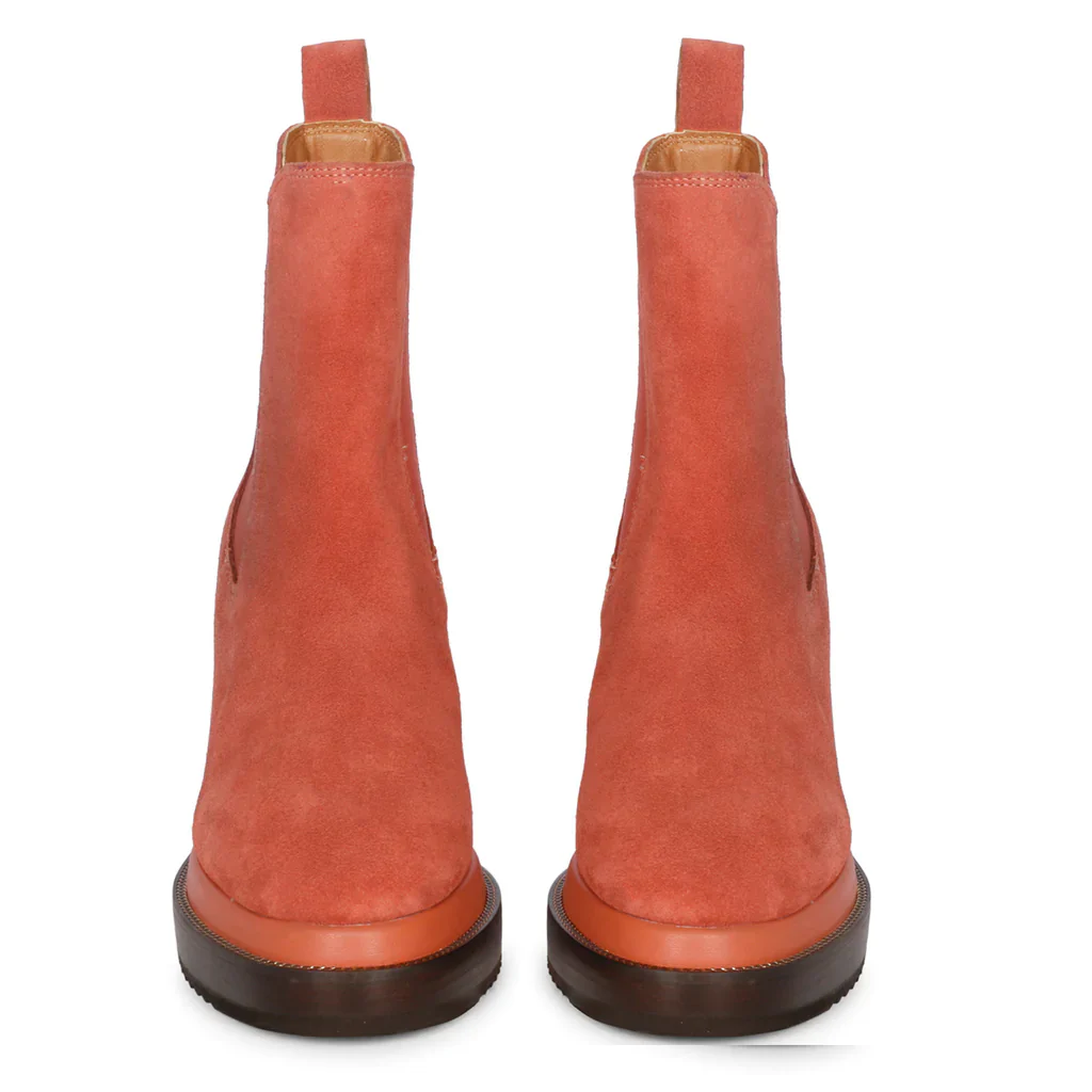 Saint Sylvie Coral Suede Leather Inner Wedge Heel Boots - Image 4