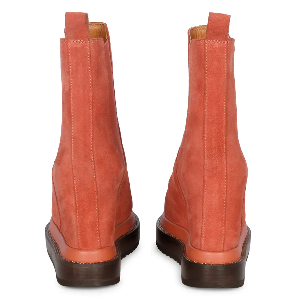 Saint Sylvie Coral Suede Leather Inner Wedge Heel Boots - Image 5