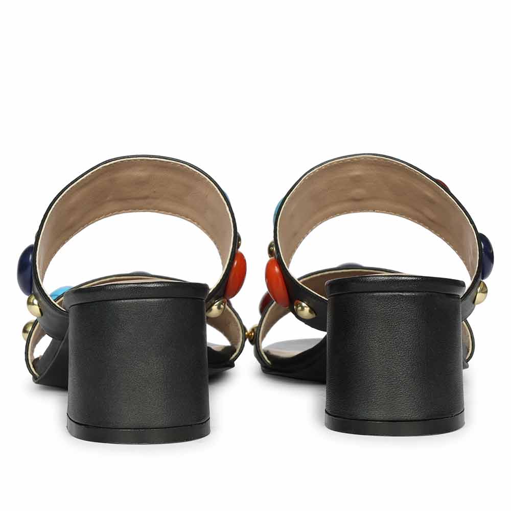 Saint Tahni Multi Stone Black Leather Block Heels - Image 5
