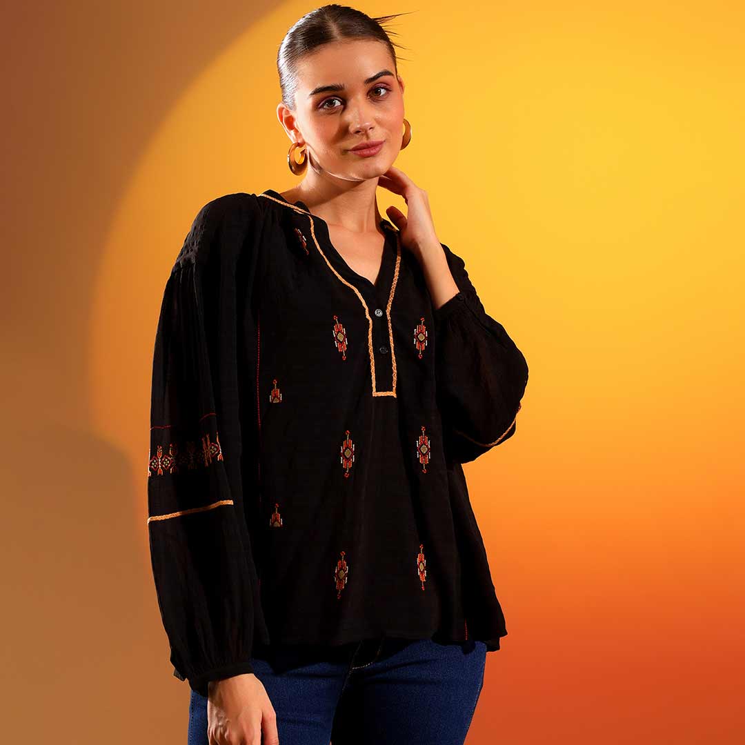 Saint Womens Black Viscose Top - Image 4