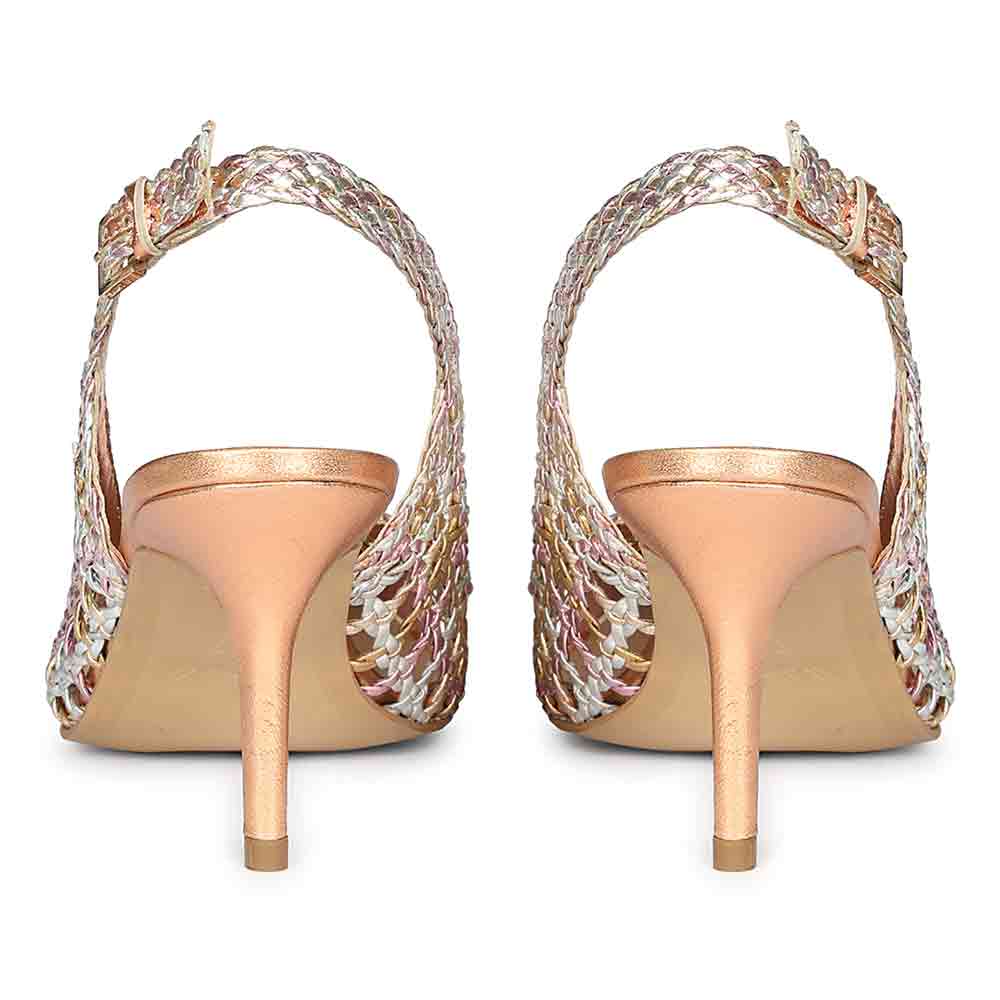 Saint Tamia Pink & Cipria Metallic Hand Woven Leather Pumps - Image 6