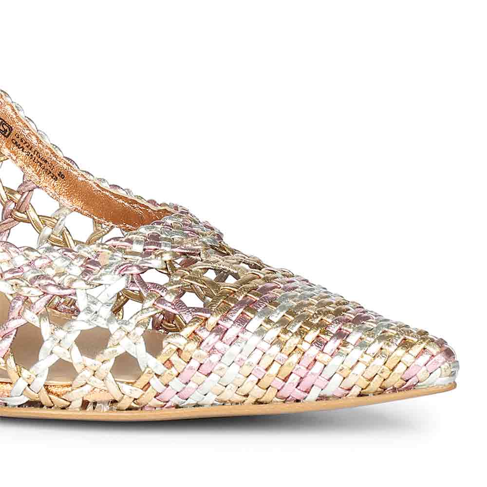 Saint Tamia Pink & Cipria Metallic Hand Woven Leather Pumps - Image 8