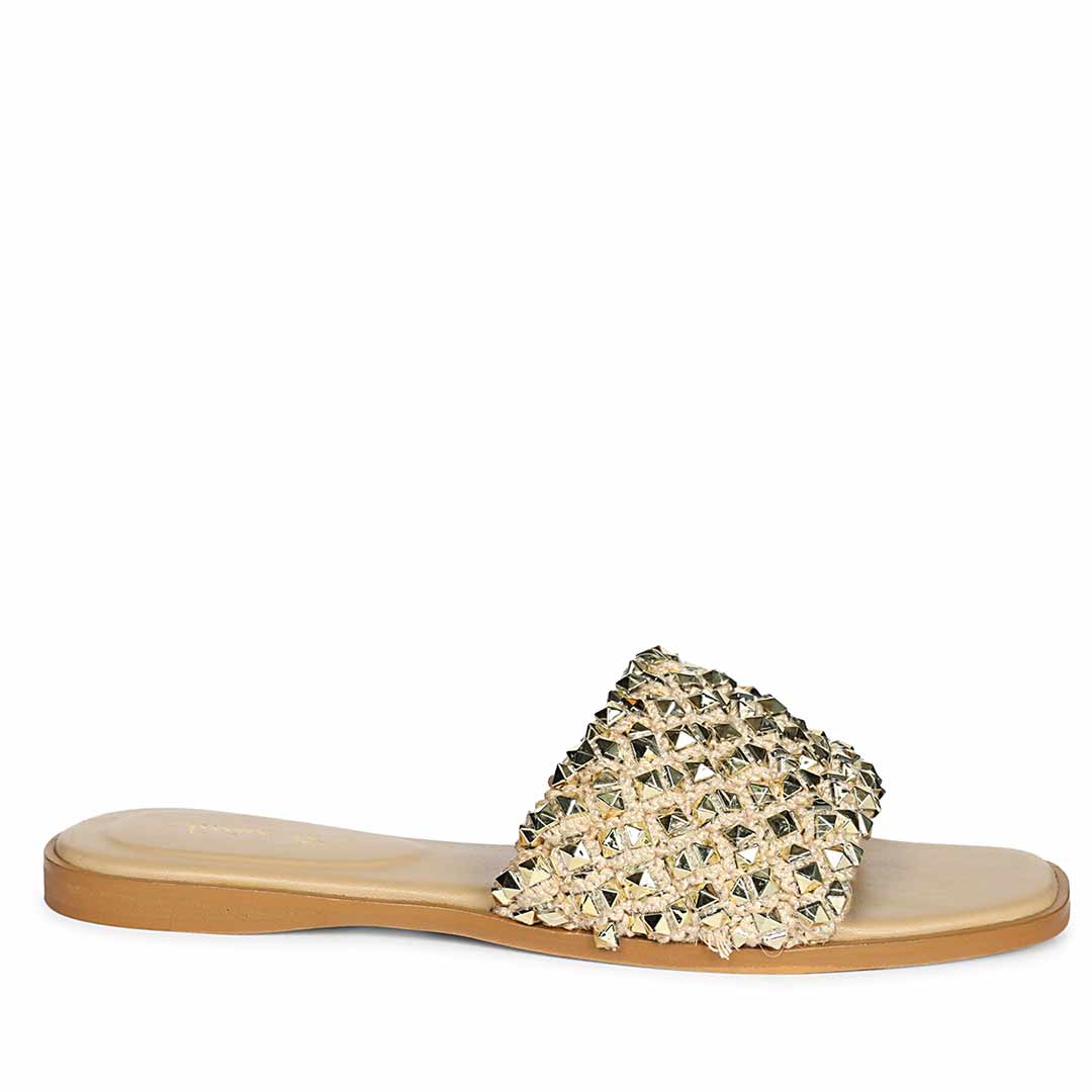Saint Tara Glow Mesh Beige Leather Flats