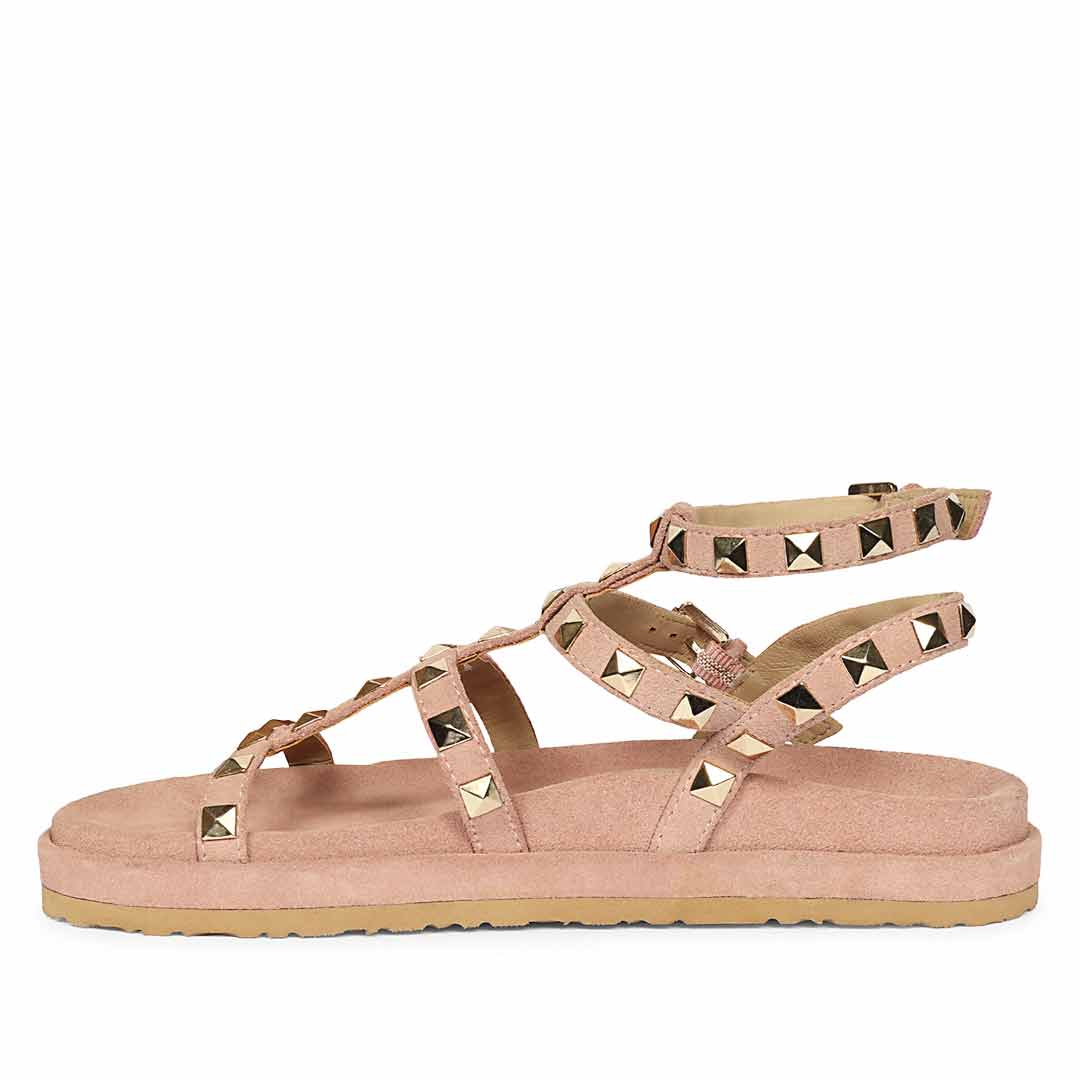 Saint Tessa Pink Blush Studded Suede Leather Footbed Sandals - Image 3
