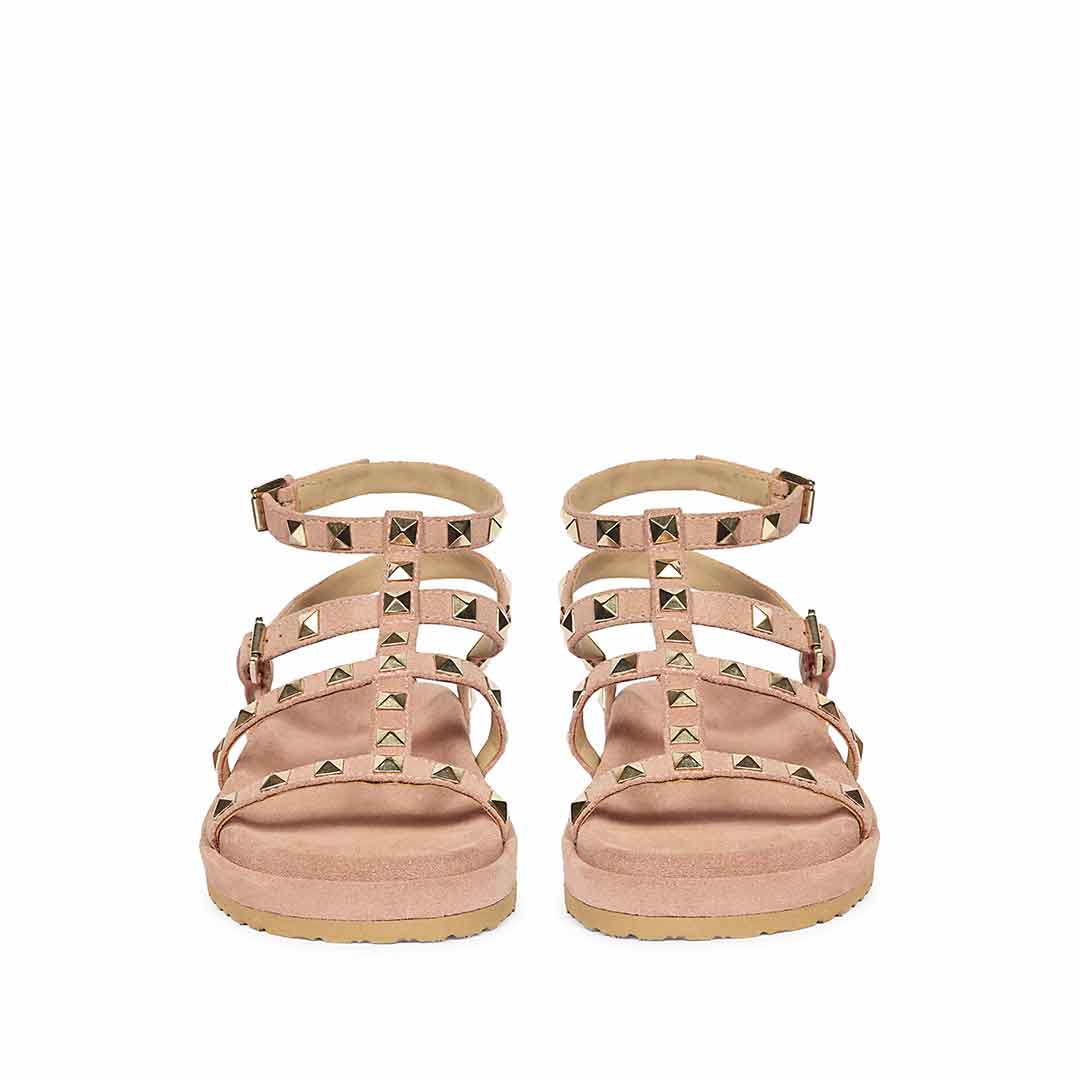 Saint Tessa Pink Blush Studded Suede Leather Footbed Sandals - Image 4