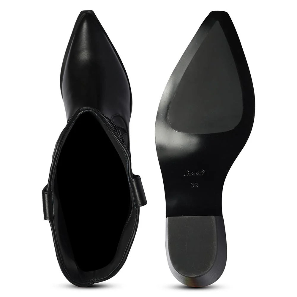 Saint Tiziana Hand Embroidered Black Leather Cowboy Boots - Image 7